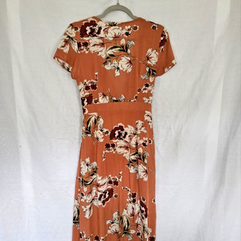 Floral‎ Lightweight Sun Dress With Vneck Tie Front Size Small - Picture 2 of 10